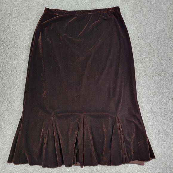 Vtg Susie Couture Velvet Skirt Set Womens L Brown Paisley Cowl‎ Neck Whimsigoth - Picture 4 of 16